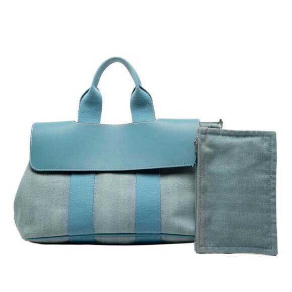 Hermes Hermès Valparaiso PM Handbag in Blue Jean Toile Chevron Leather for Women - Picture 6 of 6